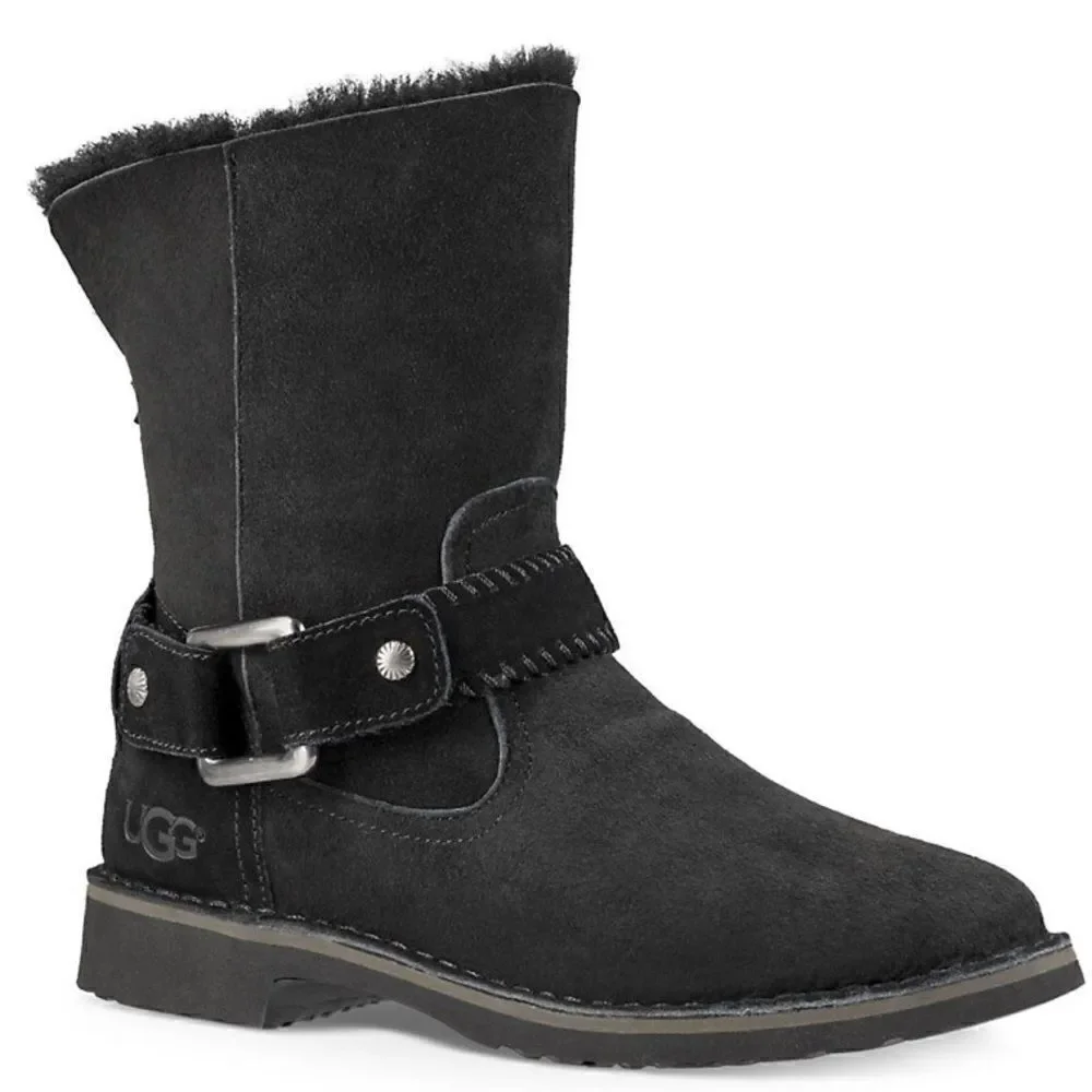 Ugg Cedric Black fur lined leather boots